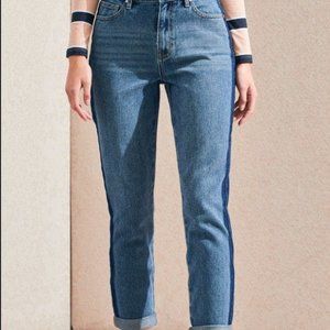 Mom Jeans with Blue Tux Stripe